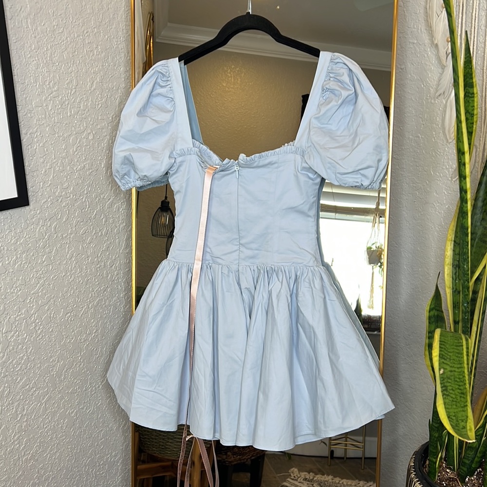 House of CB 'Maribel' Soft Blue Broderie Mini Dress NWOT - Picture 10 of 11